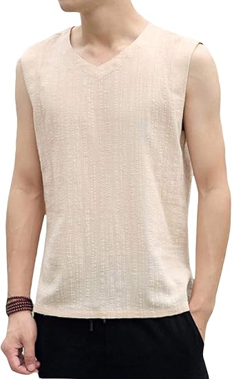 Amazon Beibang バイバン Tシャツ ノースリーブ メンズ 綿 麻 リネンtシャツ ゆったり タンクトップ クルーネック カジュアル トップス おしゃれ カットソー ファッション 夏服 Tシャツ カットソー 通販