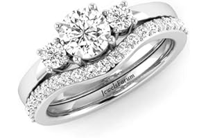 4/5 Carat Diamond 14k Gold Engagement Ring Set For Women 3 Stone Bridal Ring Set 0.33cts Solitaire Round Diamond Pave Set Ann