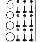 Xnsjeyy 20G 18G 16G Threadless Flat Back Earrings Nose Studs 316L Surgical Steel Tragus Forward Helix Conch Cartilage Lobe Earrings Stud Medusa Labret Lip Ring Piercing Jewelry Hoops For Women Men