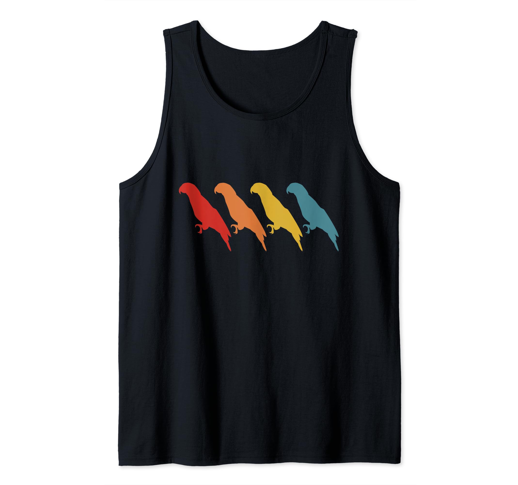 Retro Parrot Silhouettes Vintage Colorful Parakeet Budgie Tank Top
