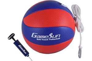 GAMESUN Tetherball and Rope,Full-Size Soft Rubber, Portable Tetherballs with Soft Rope - Great Outdoor Game for Family Fun Play