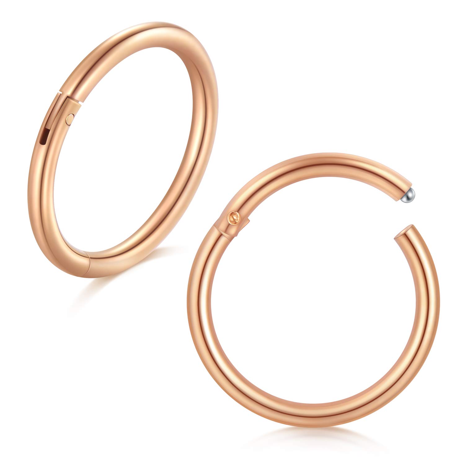 incaton 16 Gauge Cartilage Tragus Piercing 8mm Hinged Clicker Segment Nose Septum Clicker Ring Stainless Steel Hoop Piercing Jewelry 2Pcs