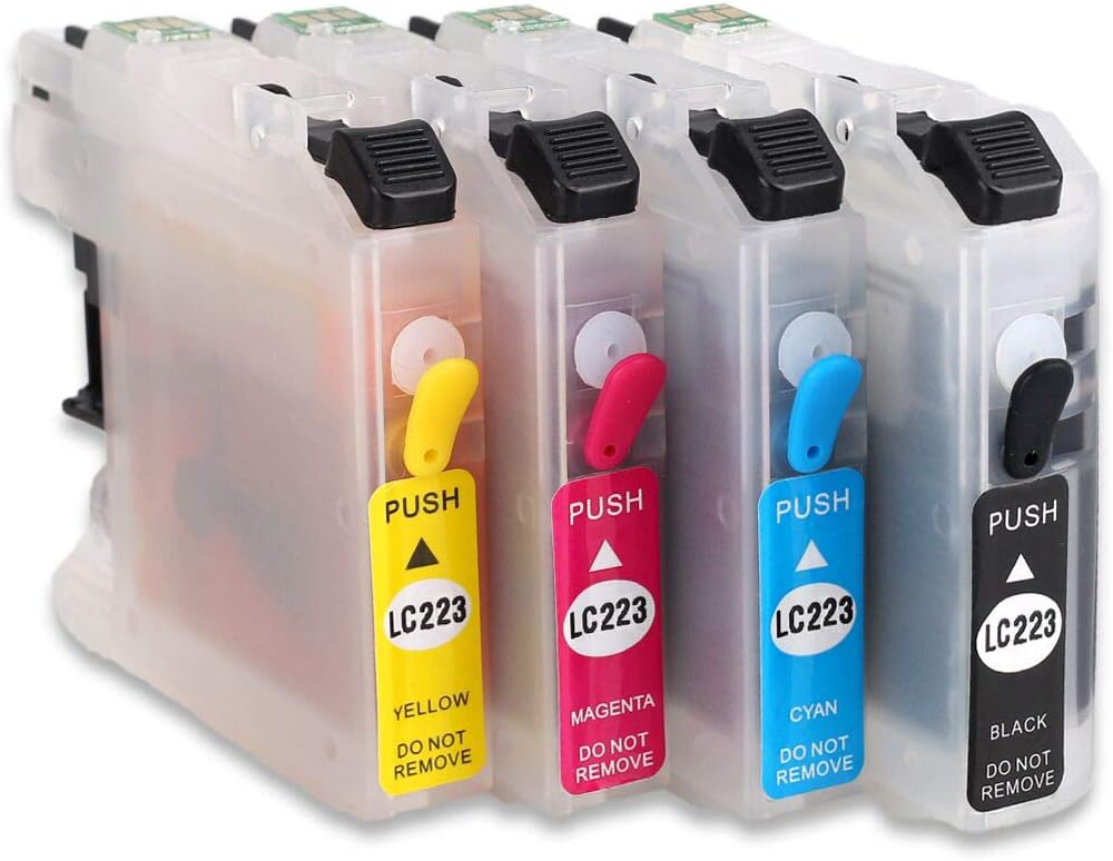 HEMEI 4PCS LC223 LC221 Full Refillable Ink Cartridge For DCP-4120DW J562DW MFC-J4420DW J4620DW J4625DW J5320DW J5620DW J5625DW J5720DW J480DW J680DW J880DW Printer