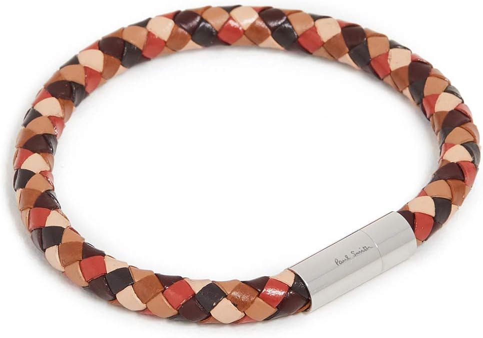Paul Smith Men's Leather Plait Bracelet, Chocolate, Brown