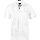 OmegaTux Cuban Guayabera Short Sleeve Shirt, Wedding Cigar Beach Bartender Casual