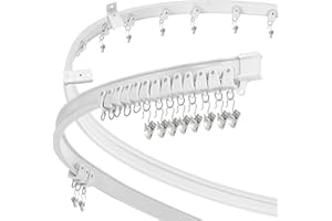 Suimlmta Flexible Bendable Ceiling Curtain Track, 8 FT, PVC + Steel, White, Curtain Track, Wall/ Ceiling Mount, Room Divider,