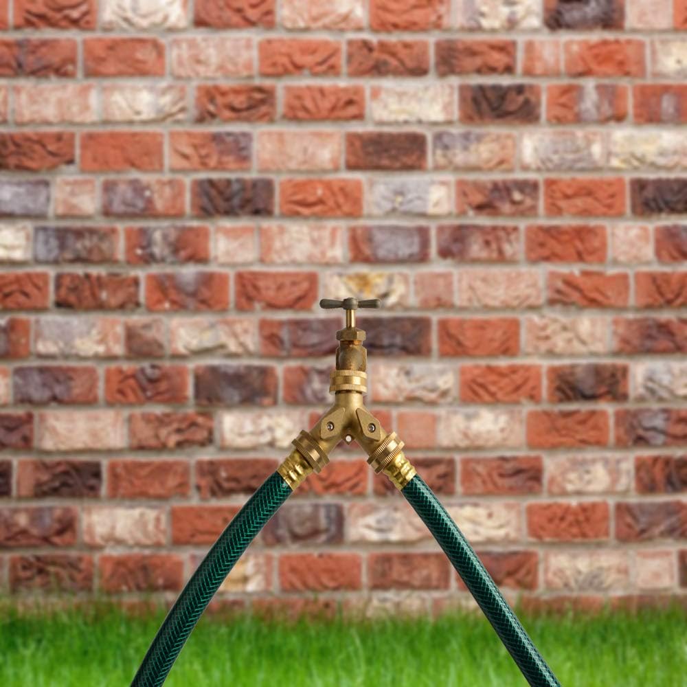 HYDRO MASTER 2 Way Garden Hose Splitter, Hose Connector, Heady Duty Solid Brass Shut Off Valve : Garden & Outdoor