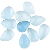 CRYSTALIS Blue Aquamarine (10pcs) Natural Pear Cabochon Crystals, Loose Gemstone, Wholesale Bulk, Jewelry Making Supply, Chakra Healing, Polished Stone, DIY, Craft, Gem Collectibles (4x3 to 5x4mm)