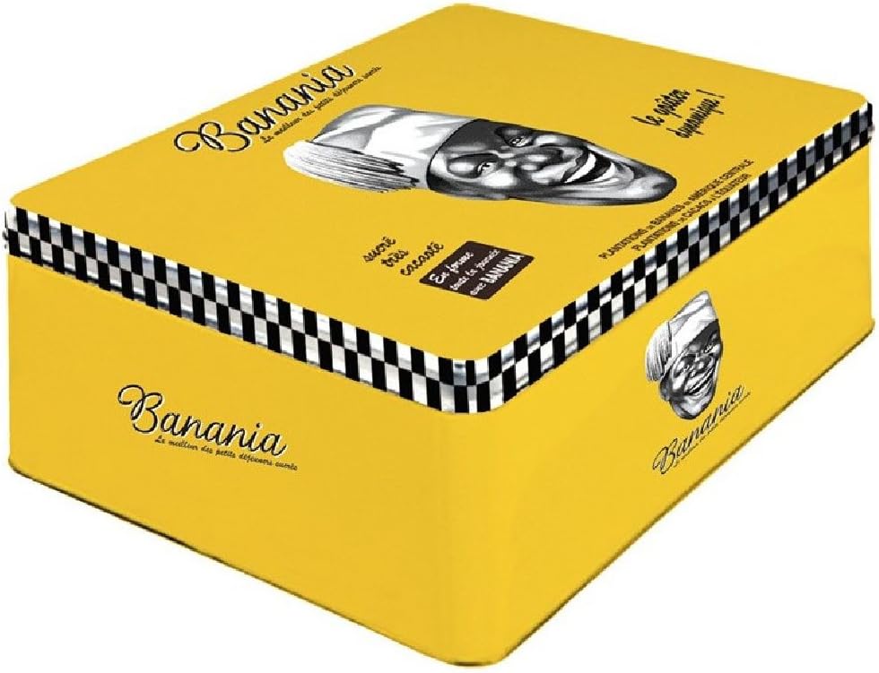 FRENCH VINTAGE SUGAR METAL BOX 20x13x7cm RETRO AD BANANIA CHOCOLATE 2