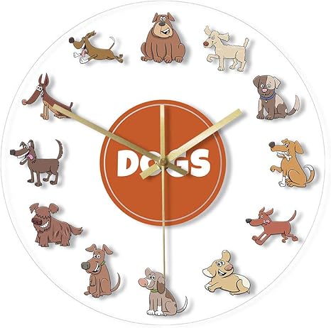 Amazon 掛け時計 壁掛け時計 置き時計 漫画面白い犬犬キャラクター透明アクリル壁時計子犬ペットショップの装飾壁吊り時計ギフト犬の恋人 防湿 防塵 静音 連続秒針 おしゃれ 騒音なし ホーム ベッドルーム キッチン 子供 部屋 寝室 生徒 オフィス タ 生活雑貨 作業現場