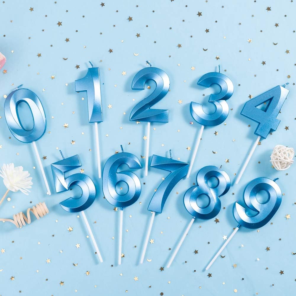 Birthday Candles Extended Big Number Candle Multicolor 3D Design Cake Topper Decoration for Any Celebration(8 Candle Blue): Home Improvement