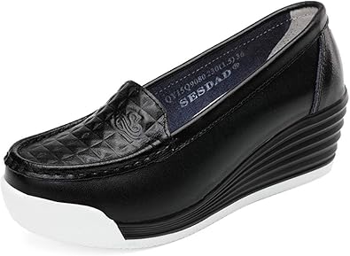 leather wedge loafers