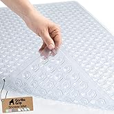 GORILLA GRIP Patented Bath Tub Shower Mat, Machine Washable Bathtub Floor Liner Mats, Suction Cups and Drain Holes to Keep Tu