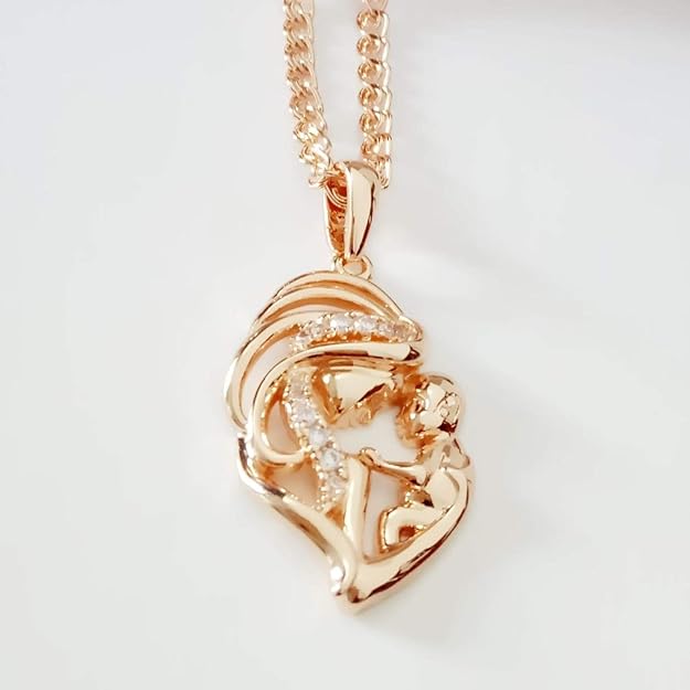 Mother And Son Pendant Women Jewelry Gold Color Necklace Charms