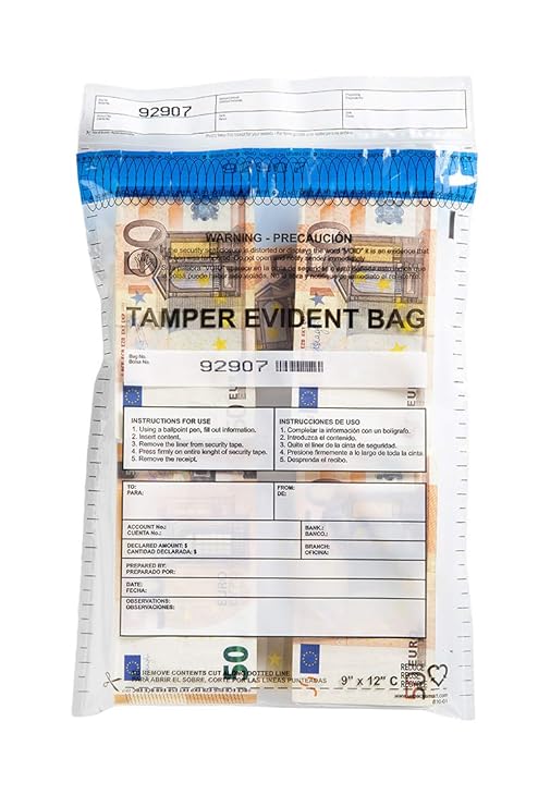 USPACKSMART Deposit Bags for Cash Handling or Bank Deposits, Level 5 of Security Tape.