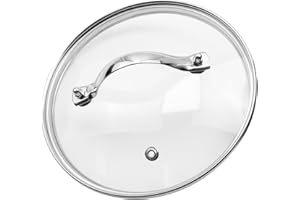 Pastlla 7 Inch Universal Tempered Glass Pot Lid Glass Covers with Stainless Steel Handle for Frying Pan Wok Pot Skillet