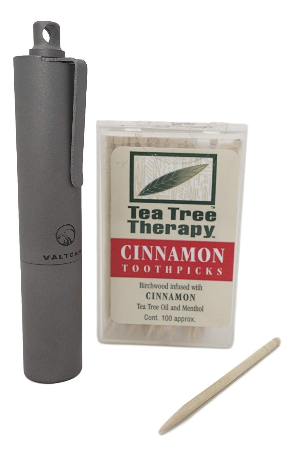 Valtcan Pocket Toothpick Holder Full Titanium Pocket Clip Quick Dispenser Keychain Easy Open