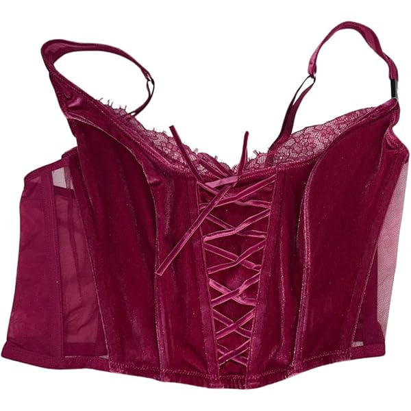 Amazon.com: Victoria's Secret Unlined Mesh & Velvet Corset Top