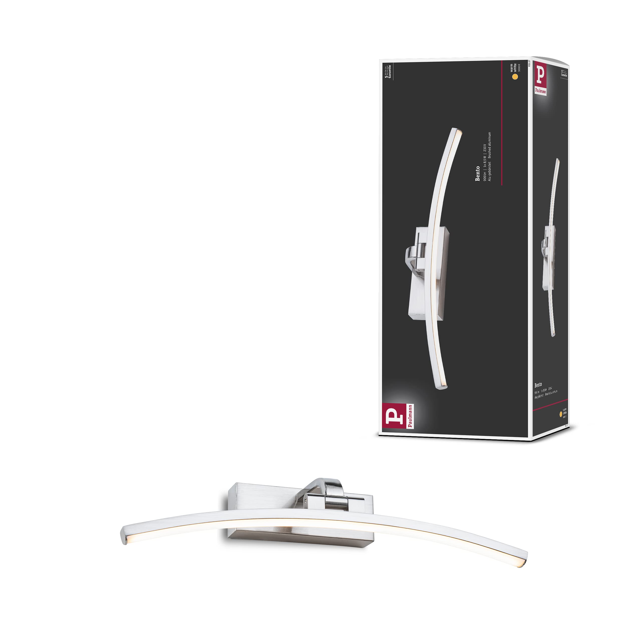 Paulmann 95558 LED picture luminaire Bento 500mm incl. 1x10W Warm white Brushed alu Picture light Metal Wall lamp 3000K