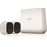 Arlo Pro Pack de 2 Cam&eacute;ras, Smart cam&eacute;ra HD grand angle avec batterie rechargeable 6 mois et audio bi-directionnel, Int&eacute;rieure / ext&eacute;rieure et alarme int&eacute;gr&eacute;e