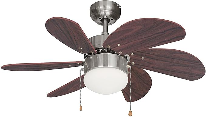 Ustellar Ventilador de techo, 76cm, Giro Reversible Verano e Invierno, 6 aspas de madera: Amazon.es: Iluminación