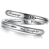 APOTIE Sterling Silver Inspirational Adjustable Rings Birthday Graduation Jewelry Gifts for Women