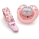 Cute Adult Size Pacifier: Big Shield Paci for Anxiety with Paci Clips - Soft Silicone Large Nipple for Sleep Shy Blush