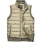 Vcansion Men's Outdoor Stand Collar Fleece Jacket Vest Casual Padded Vest Coats