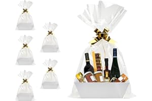 FUNSKY Basket For Gifts Empty, 5 Pk White Empty Gift Baskets To Fill, Sturdy Cardboard Tray With Handles, Large Gift Baskets Empty Bulk For Beautiful Gifts, Christmas, Easter, Bridesmaid, Wedding