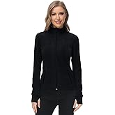 Dolcevida Women's Lightweight Soft Fleece Athletic Running Track Jackets Slim Fit Workout Jacket with Thumb Holes