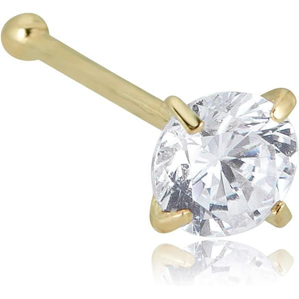 Jewelry Avalanche 22G 14K Gold L-shape Nose Stud With Amethyst Gemstone Yellow Gold 1.5mm