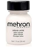 Mehron Makeup Liquid Latex - 1 oz CLEAR, Special FX Adhesive | Professional SFX Adhesive. Create Custom Prosthetics, Fake Scars, Torn Zombie Flesh, &amp; More. Perfect for Halloween &amp; Cosplay.