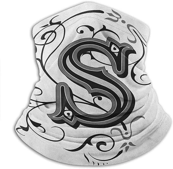 Amazon フェイスカーフ 文字 S カスタム スカーフ モノクロ文字 アルファベットs 抽象デザイン 渦巻き その他の形 10 X 12インチ ブラック グレー ホワイト 服 ファッション小物 通販