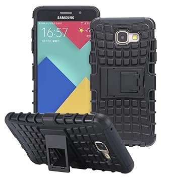 ECENCE Handyhülle Schutzhülle Outdoor Case Cover kompatibel für Samsung Galaxy A3 (2016) Handytasche Schwarz 32020409