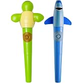 TalkTools Jiggler Oral Motor Tool for Kids - Oral Facial Massager, Sensory Awareness for Jaw &amp; Lips, Calming Vibration for Lip Closure &amp; Feeding | Shark &amp; Turtle, Set of 2