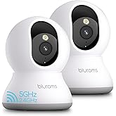 blurams 5G Cameras for Home Security, 2K Pet Camera with Phone App, 360° PTZ Indoor Camera w/Dual-Band WiFi6, Free Human/Motion/Sound Detection, 2-Way Talk, Night Vision, Compatible with Alexa, 2Pack