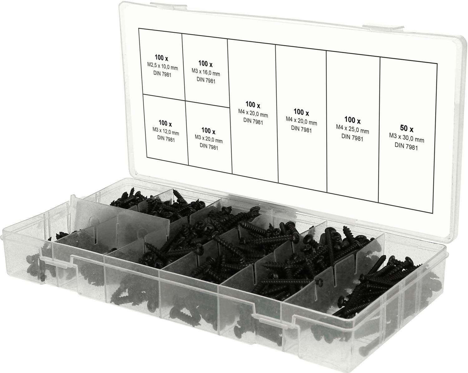 KS Tools 970.0800 Assortment raised head sheet metal screws, M2.5-M3, 750 pcs.