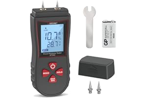 VXSCAN Wood Moisture Meter with LCD Display Wall Moisture Meter Pin-Type Water Leak Detector Damp Tester with 6 Modes for Wood Construction Materials Paper Walls Floors