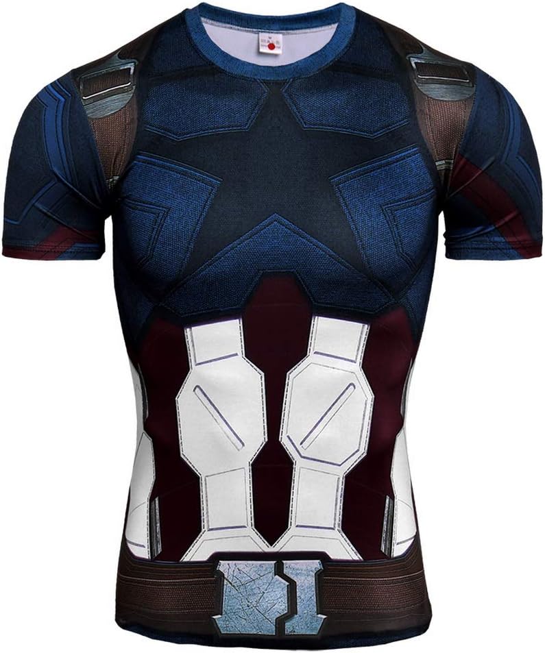 HOOLAZA Avengers Super Heroes Men Compression T-Shirt Captain America Tops Fitness