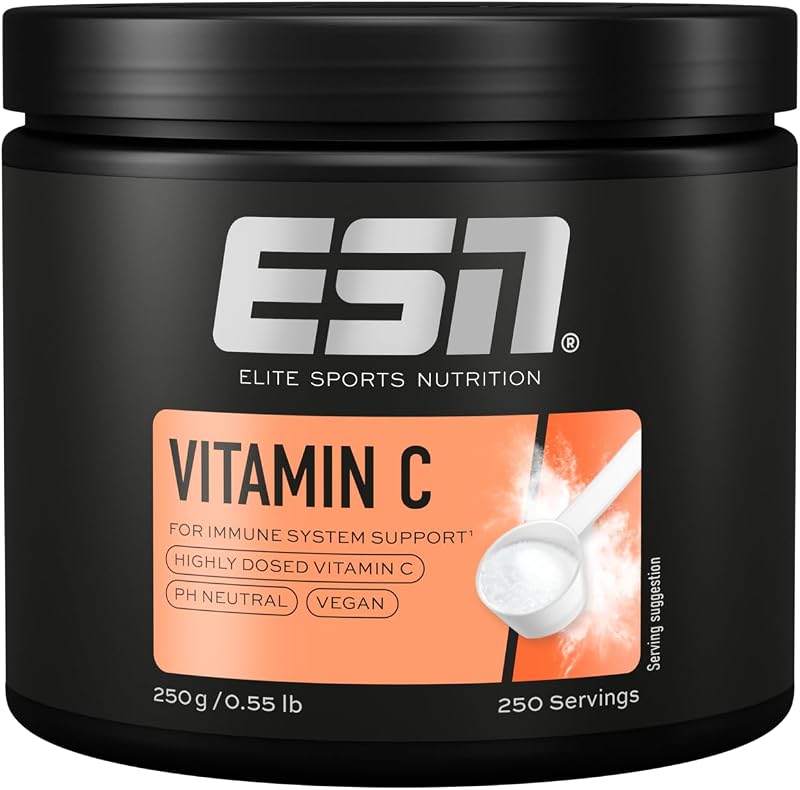 Vitamina C, 250 g em pó, alta dose, vitamina C facilmente solúvel, sem ácidos e tampão, vegan - feito na Alemanha