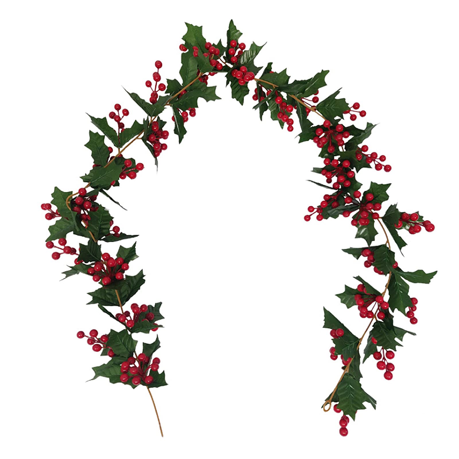TIAVNTD 170cm Christmas Red Berry Garland,Artificial Holly and Berry Christmas Garland Indoor Outdoor Hanging String Garden Decorations for New Year Fireplace Door Table Decor, Red+green, 1PCS