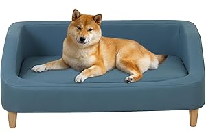 AFBKSS&BB Dog Bed/Pet Sofa Bed Technology Cloth Cat Sofa Bed Sleeping Couch High Wood Leg Animal Bed Sofa (Blue)