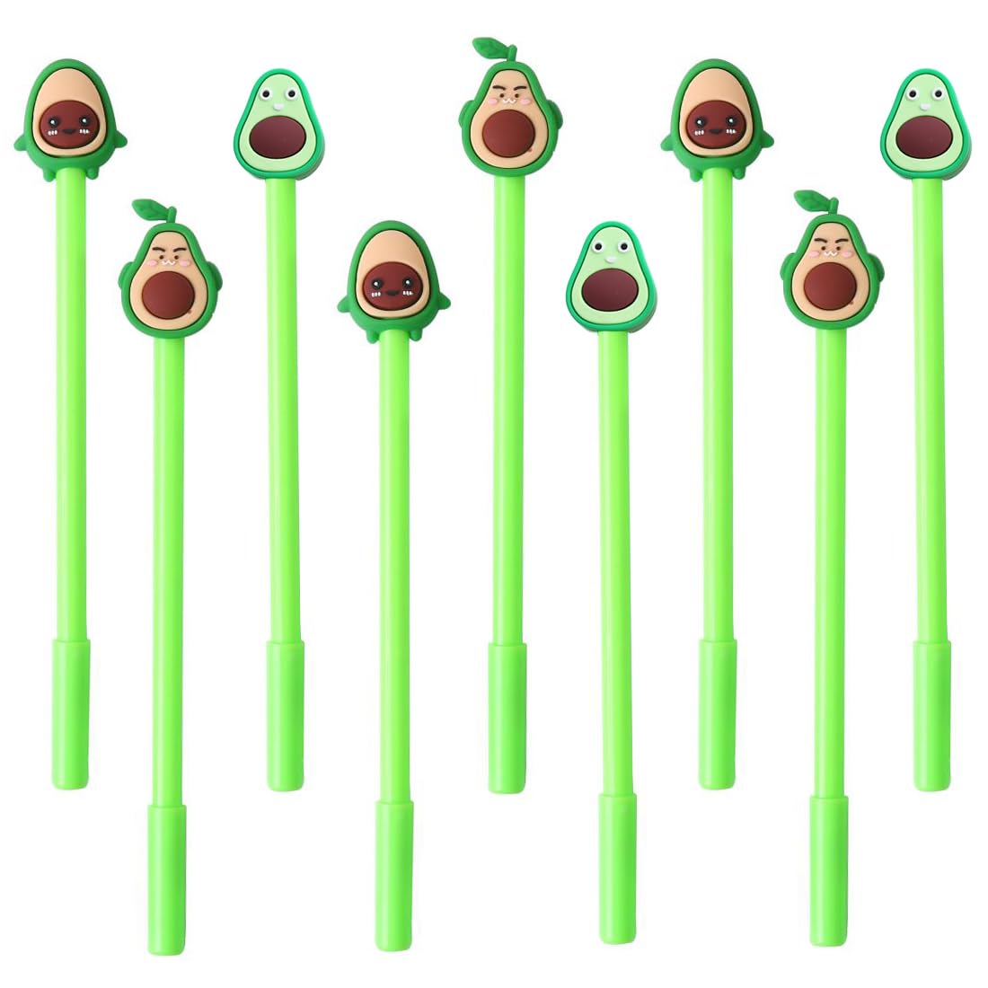 JKJF 9 PCS Avocado Gel Ink Pen Fruits Shaped Rollerball Pen Cute Cartoon Fine Point Pen for School Office Stationery Writing Supplies - 0.5mm Black