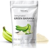 MANUBOLU Green Banana Powder &ndash; 39 g Resistant Starch (RS2) &amp; 76 g Dietary Fiber per 100 g | Unripe Banana Flour, Unsweetened, Gluten-Free, Vegan, Paleo | 1.1 lb (500g)