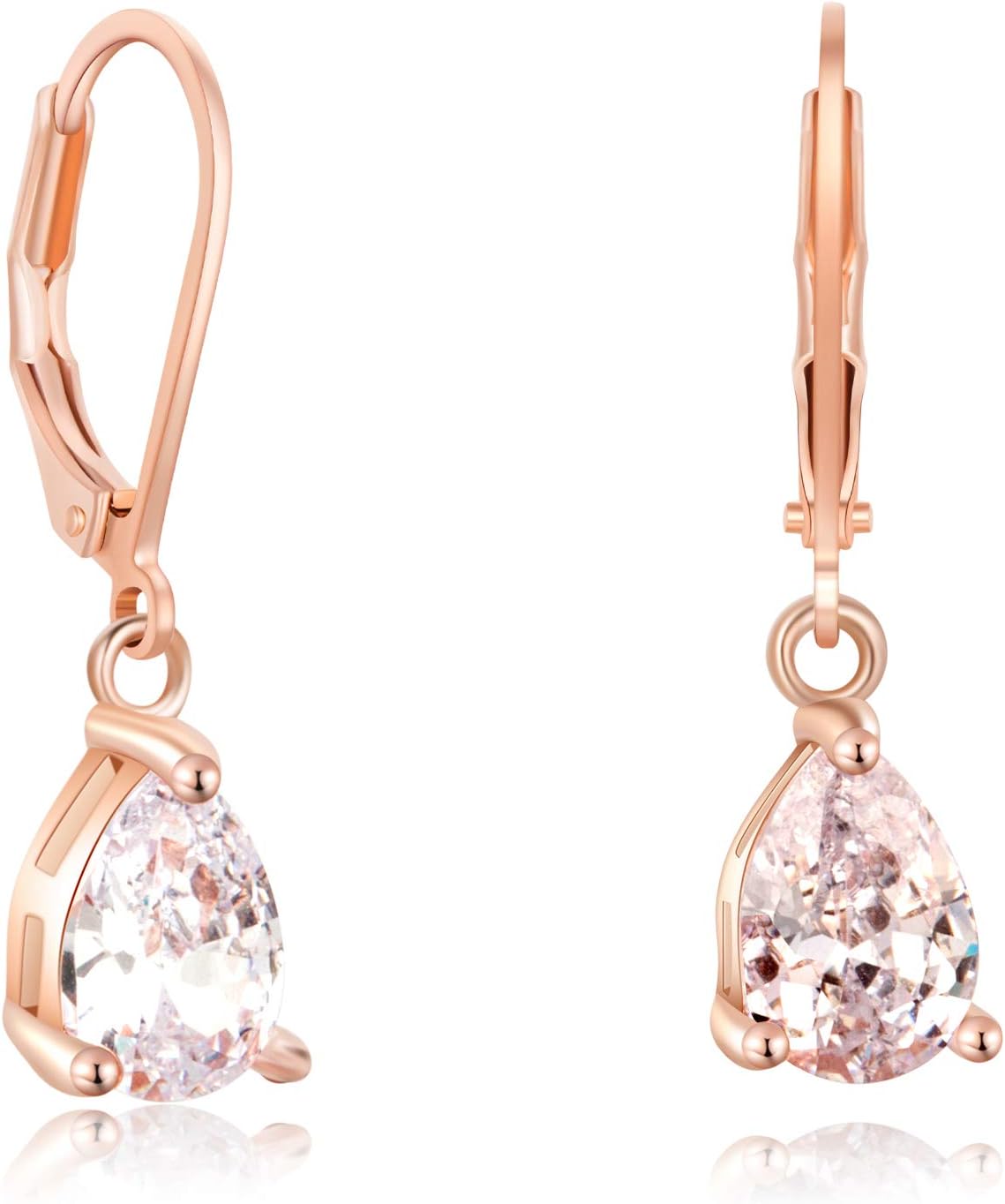 Girls And Women Long Dangle Earrings - Rose Gold with CZ Fashion Jewelry