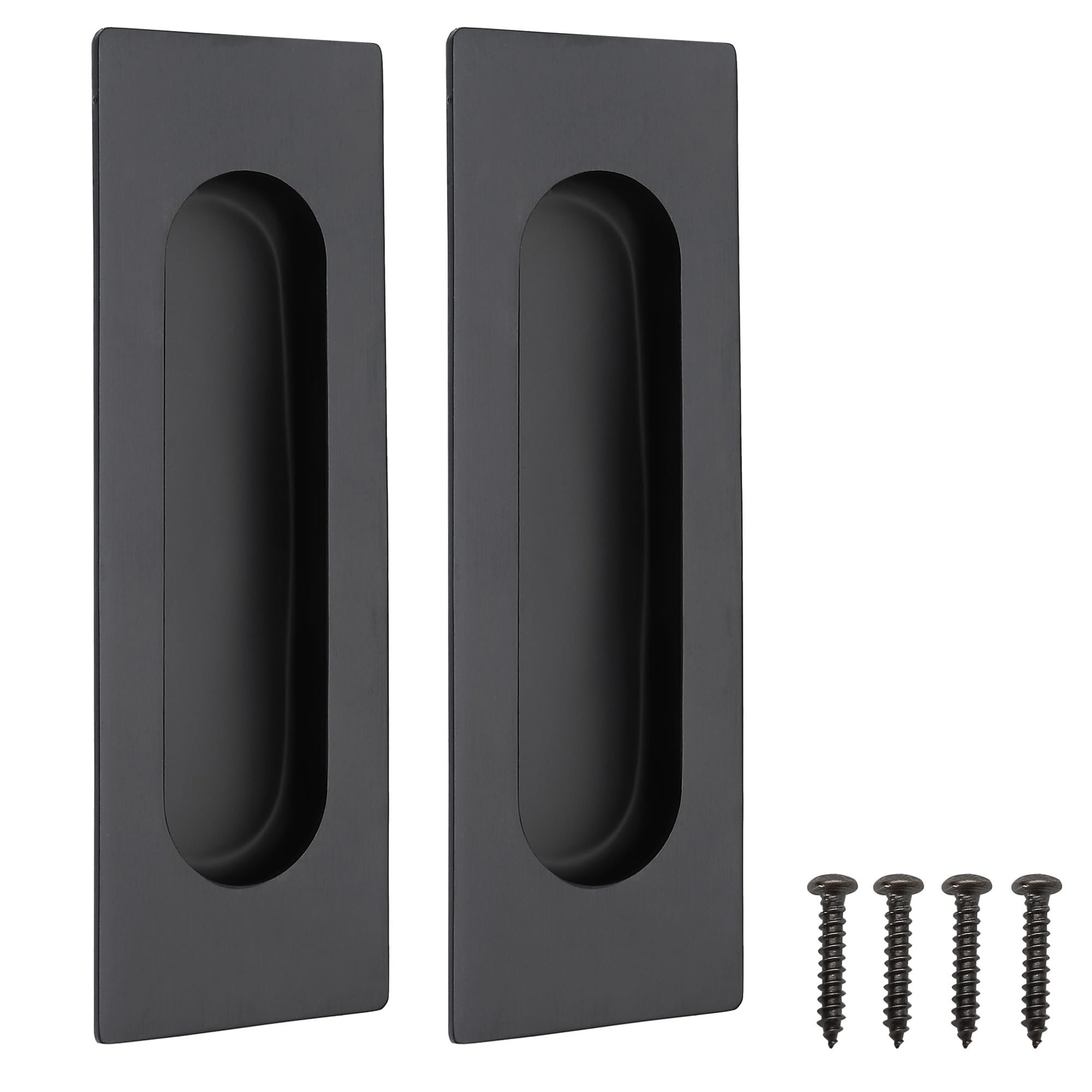 Malimali 120mm Sliding Door Handles Recessed Finger Flush Pulls for Kitchen Cabinet Door Closet Door Stainless Steel Rectangular Door Pulls Cupboard Hardware (Matte Black, 2 Pack) — image 1
