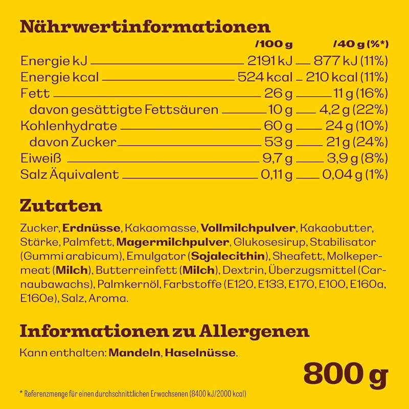 Schokolinsen Peanut, Milchschokolade, Party-Mix, Großpackung, 800 g