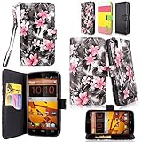 Cellularvilla Wallet Case for ZTE Boost MAX N9520 Pu Leather Wallet Card Flip Open Pocket Case Cover Pouch (Black Pink Flower)