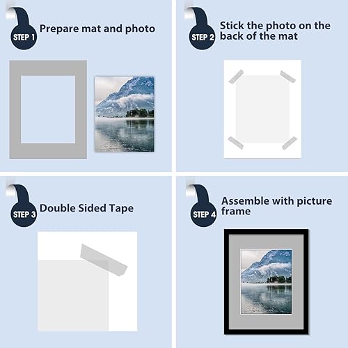 Mat Board MBC CENTER, 5 Pack 4x6 For 3x5 Black Picture Mats Frame Mattes Bevel Cut Acid Free 4 Ply 433802