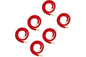 Berverra 6pcs 5 Feet Red Velvet Stanchion Ropes,Crowd Control Velvet Rope Barrier with Gold Plated Hook for Carpet,Safety Queue Barrier Stanchions Ropes for Party,Events,Theaters,Grand Openings